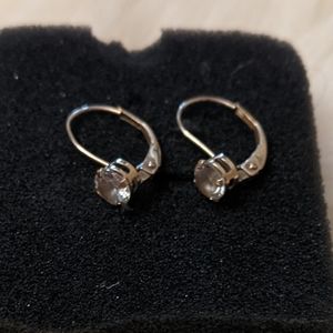 10K Gold Cubic Zirconia Leverback Earrings
